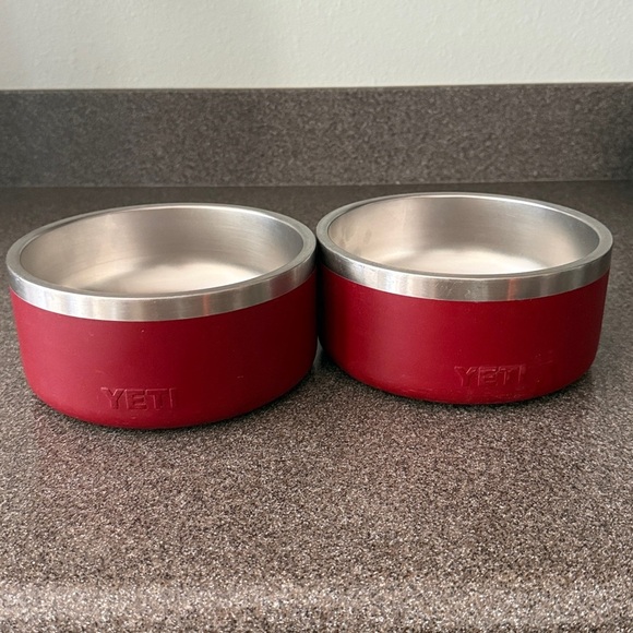 YETI Boomer 4 Cups Wild Vine Burgundy Stainless Steel Dog Pet Bowls Set 2 READ - Picture 5 of 12